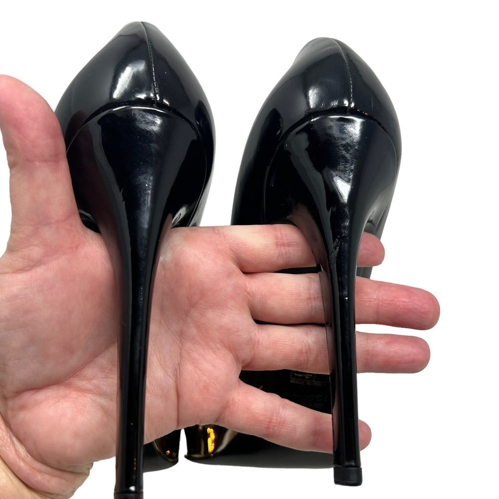 Tom Ford Gucci Gold Platform Stilleto Pointed Black Patent Pumps 8.5B - Picture 11 of 16